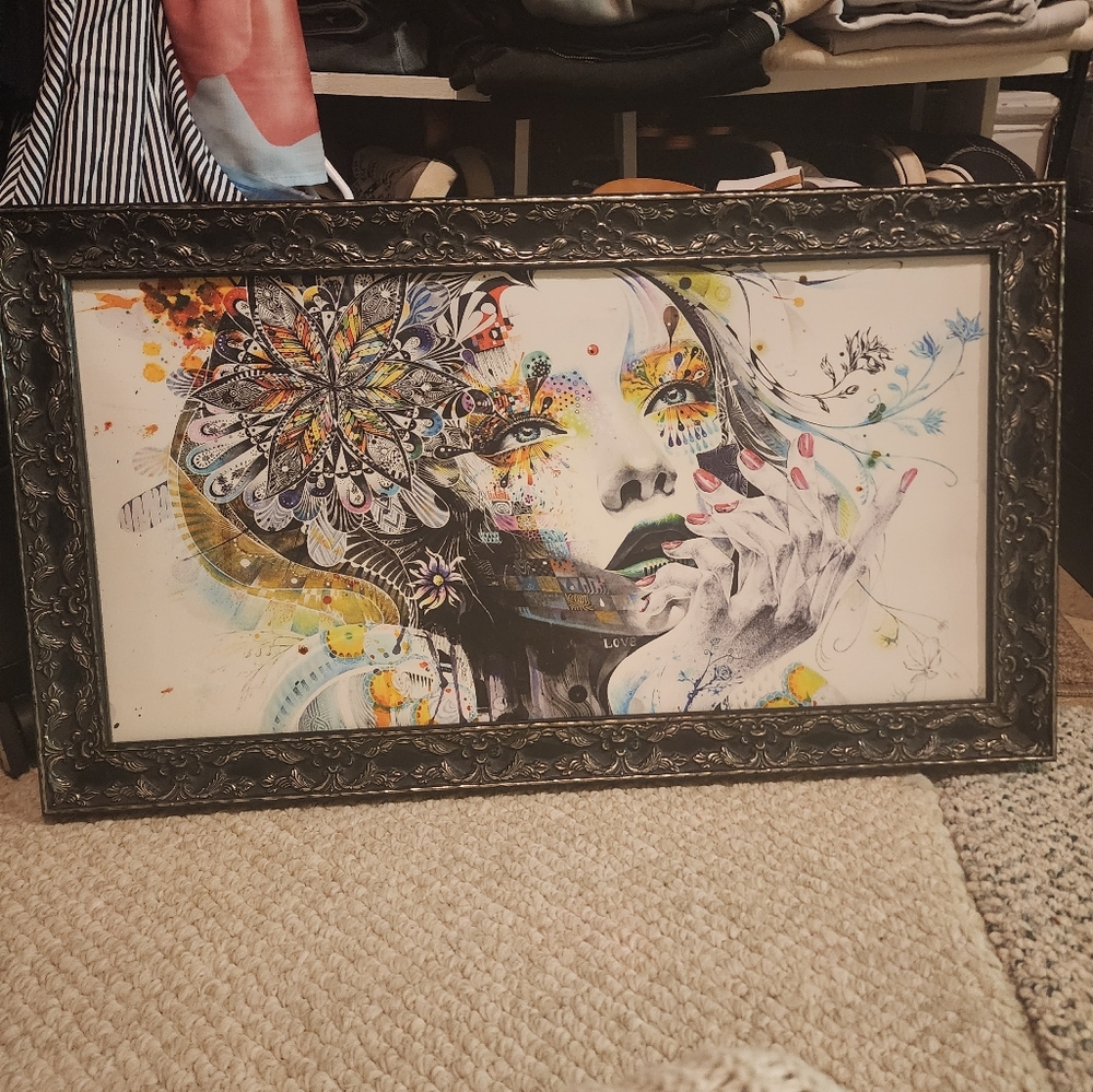 Colorful Abstract Female Portrait Framed Wall Art